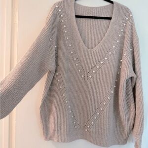 Elegant Pearl-Embellished Sweater